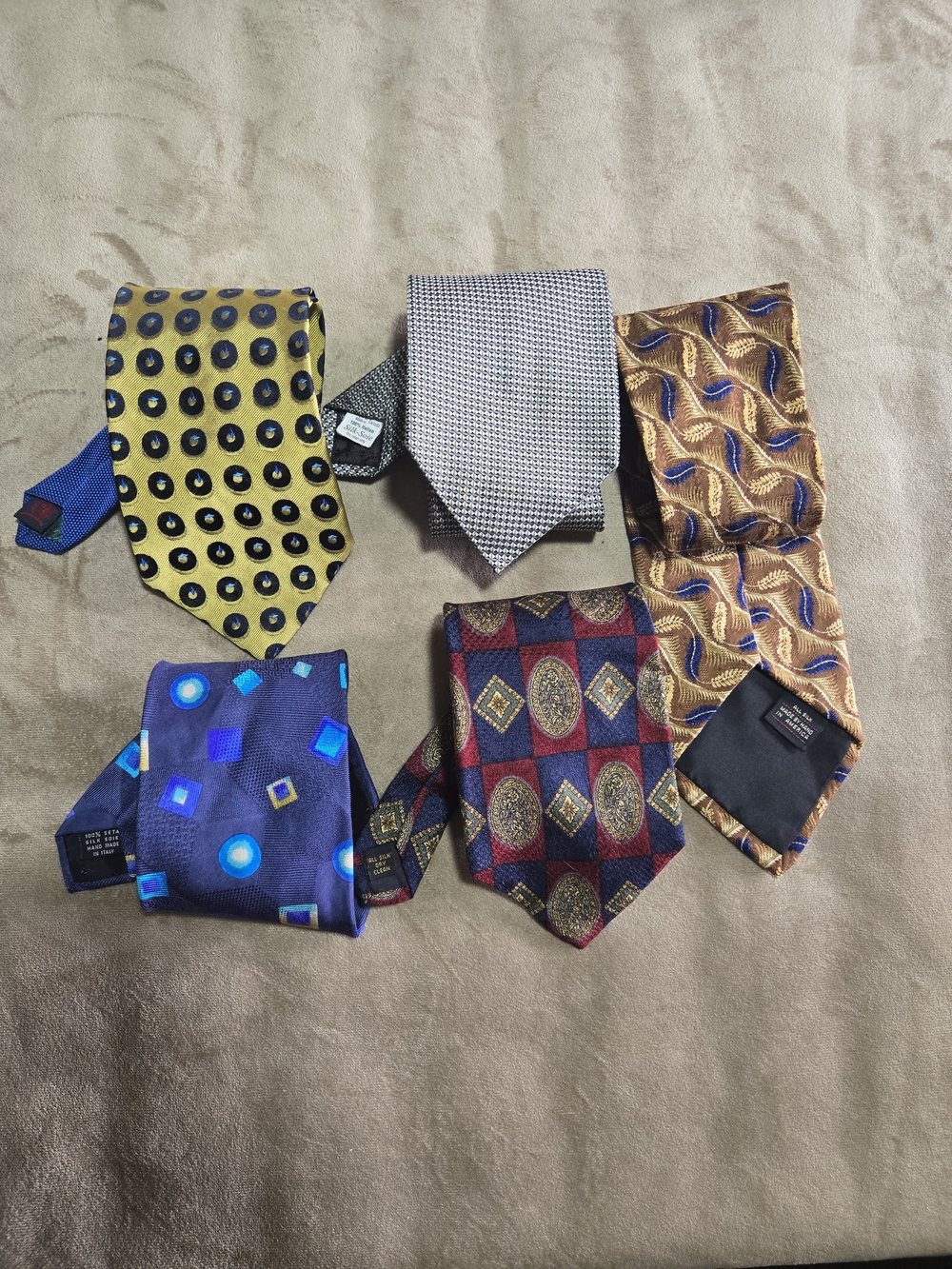 Bundle of 5 Vintage Men's Designer Silk Ties - Tommy Hilfiger, Bill Blass & MORE